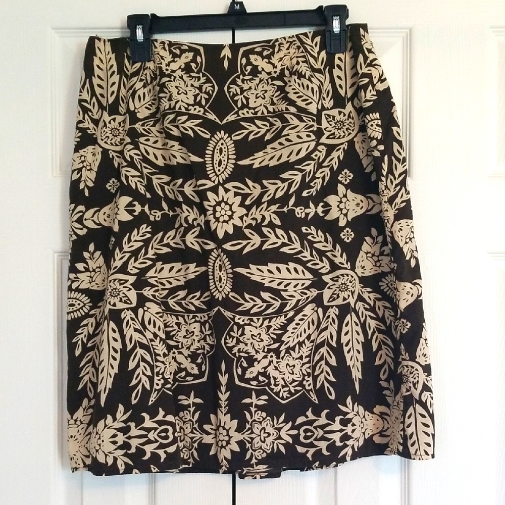 Elegant Grace Elements Brown and Cream Skirt, Size 12 100% Cotton